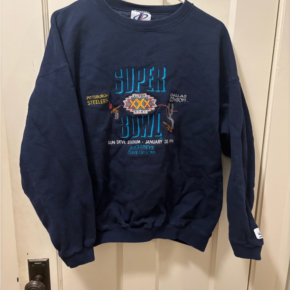 Vintage Logo Athletic Super Bowl XXX 1996 Steelers vs Cowboys Sweatshirt Navy L